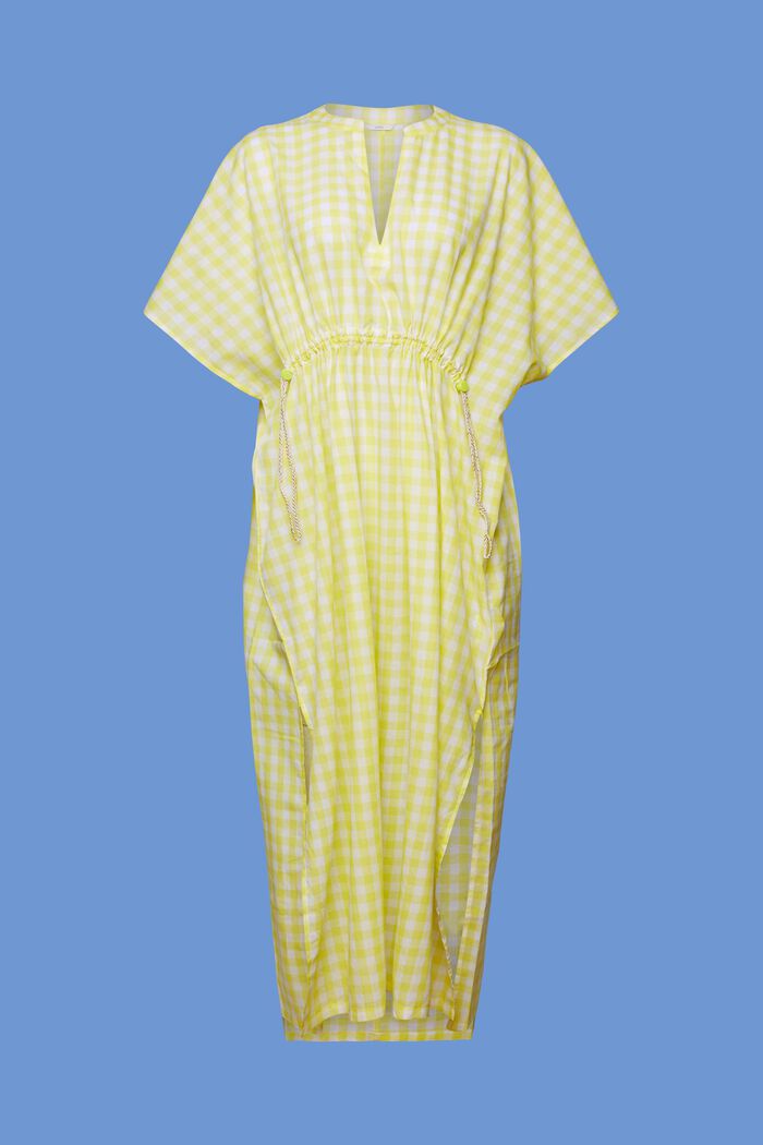 Beach kaftan dress, 100% cotton, LIME YELLOW, detail image number 7