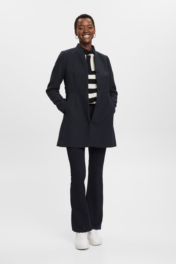 Waisted coat with inverted lapel collar, BLACK, detail image number 5