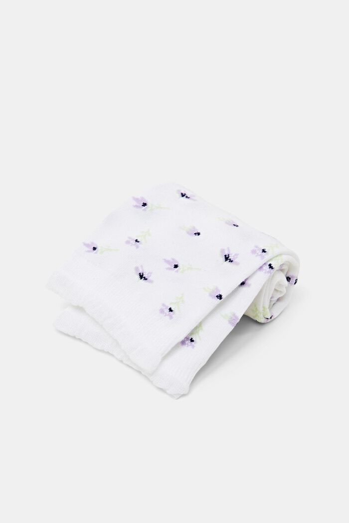 2-Pack Floral Knit Socks, WHITE, detail image number 2