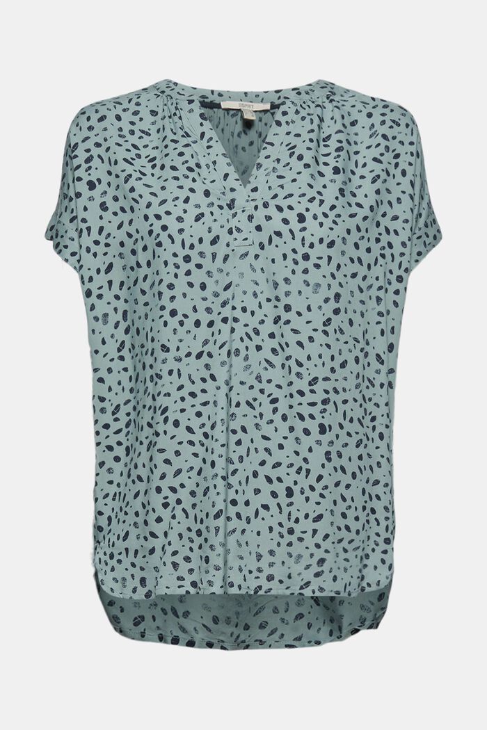 Patterned blouse, LENZING™ ECOVERO™, TURQUOISE, detail image number 6