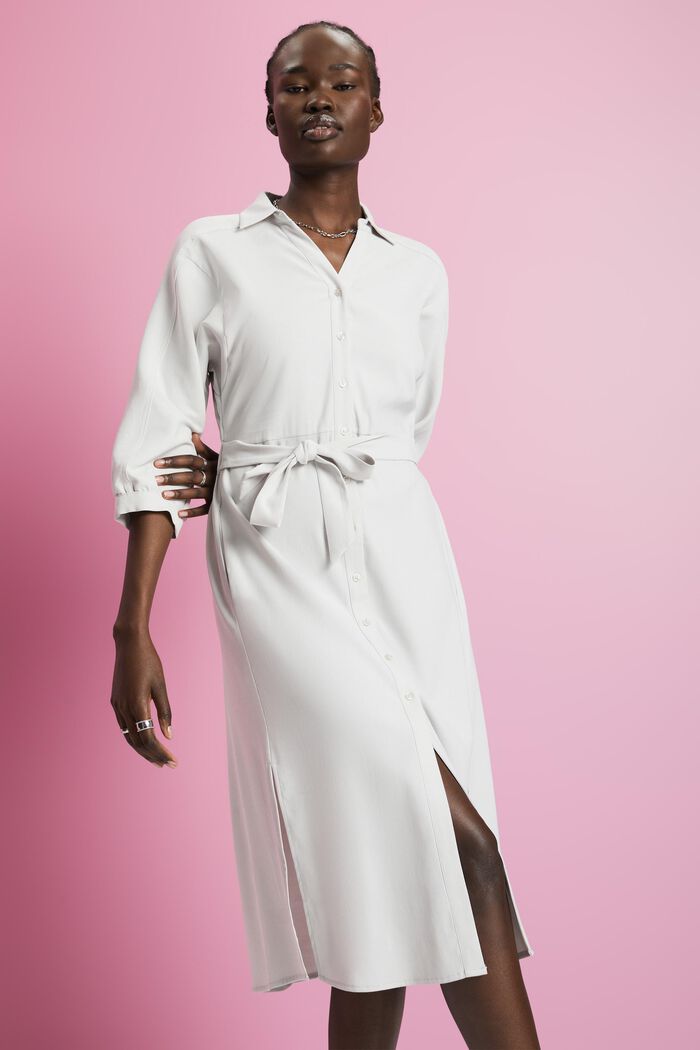 Shirt style woven midi dress, OFF WHITE, detail image number 0