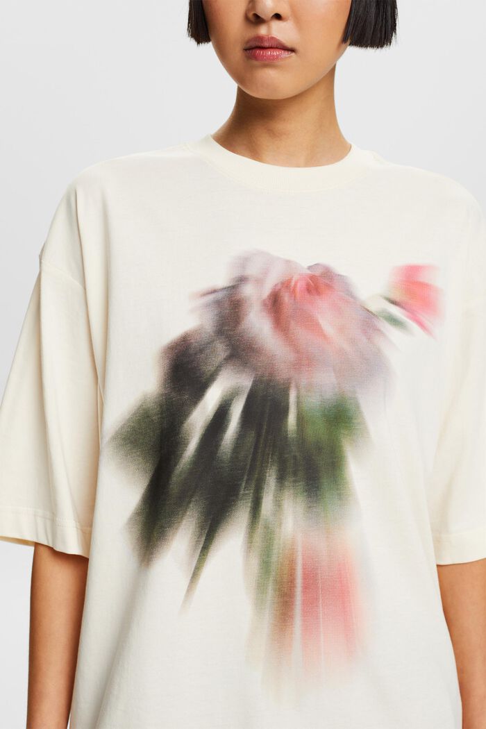 Graphic Print Oversized T-Shirt, CREAM BEIGE, detail image number 3