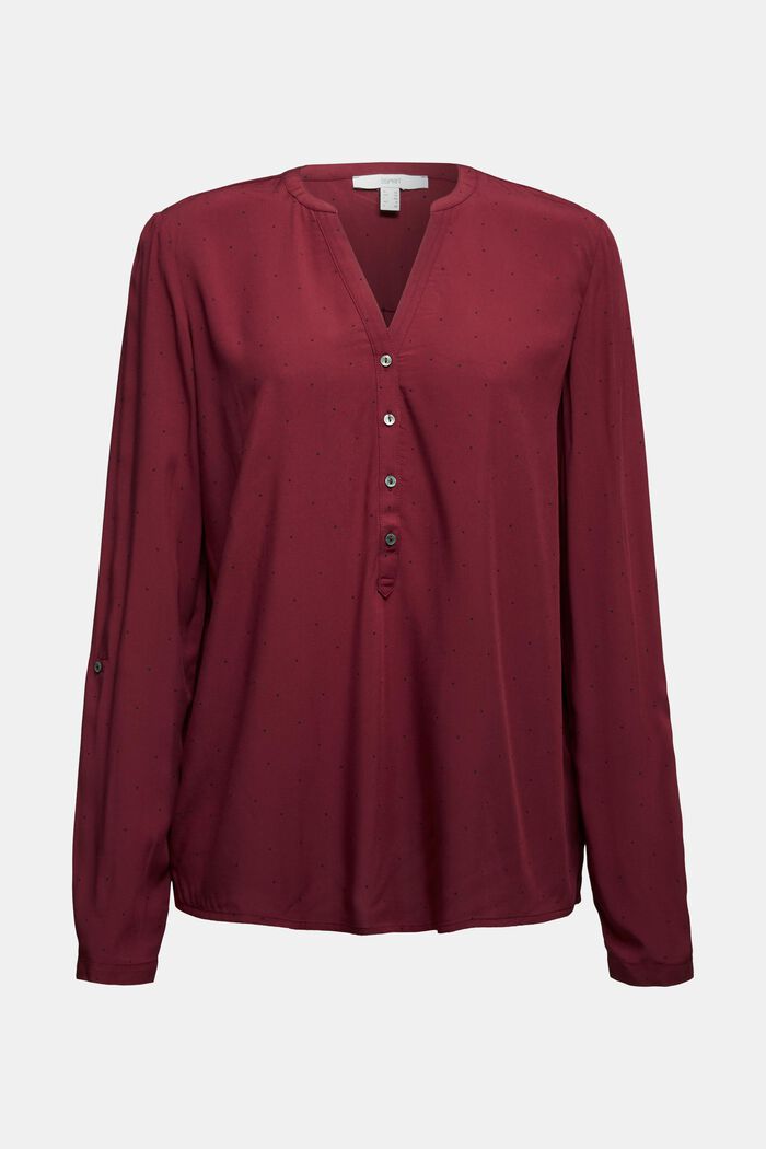 Henley blouse made of LENZING™ ECOVERO™, BORDEAUX RED, detail image number 0