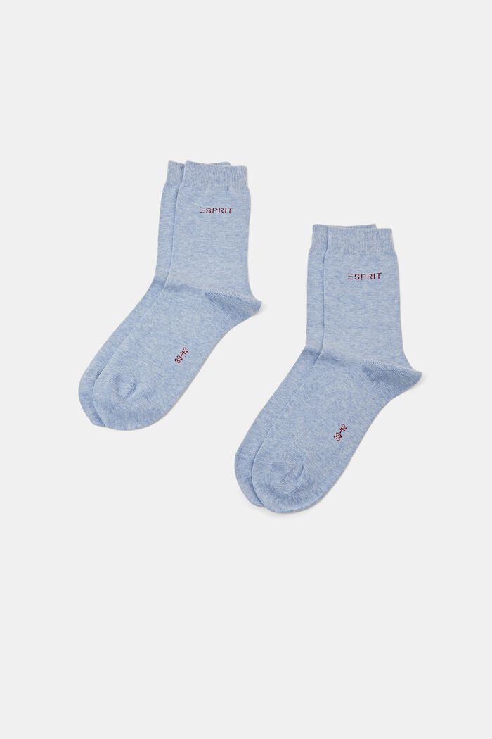 2-pack of socks with knitted logo, organic cotton, JEANS, detail image number 0
