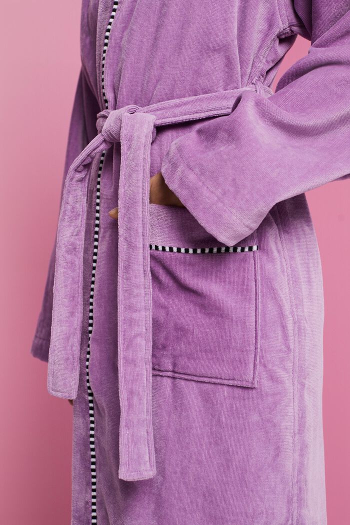 Suede bathrobe made of 100% cotton, DARK LILAC, detail image number 0