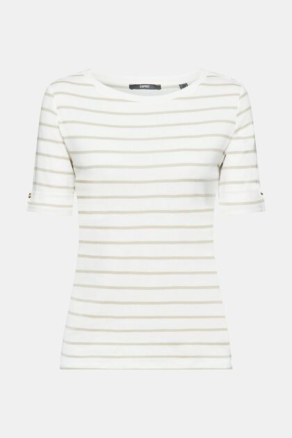 Striped jersey t-shirt, DUSTY GREEN, overview