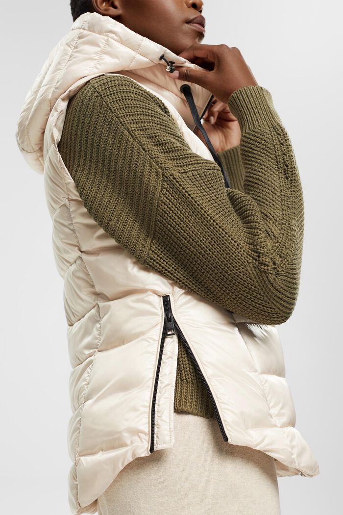Hooded Quilted Shell Vest, CREAM BEIGE, detail image number 4