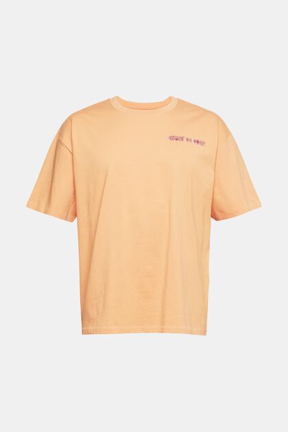 Oversized T-shirt with a logo print, PEACH, overview
