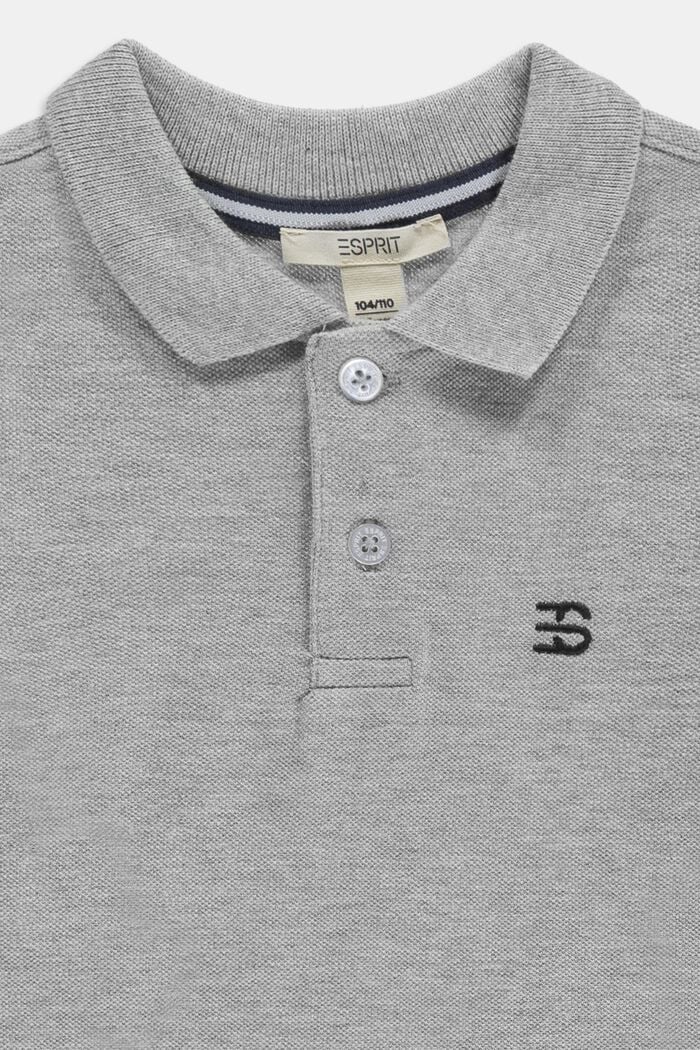 Long sleeved piqué polo shirt, 100% cotton, MEDIUM GREY, detail image number 2