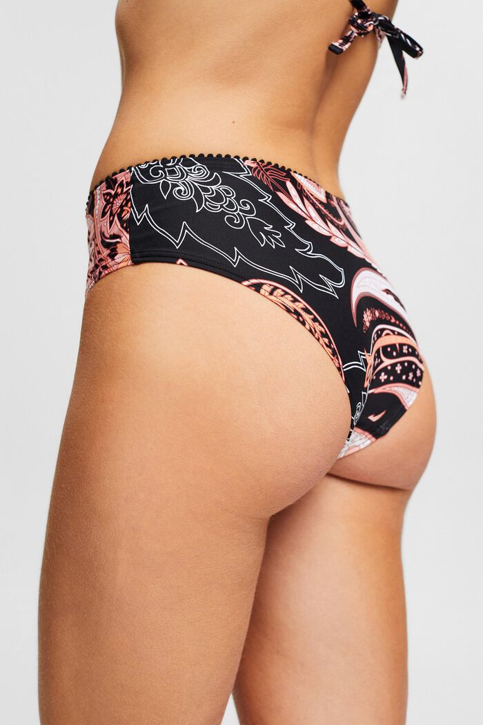 Made of recycled material: bikini shorts with a paisley print, BLACK, detail image number 4