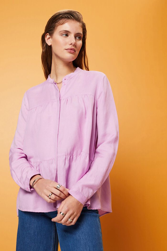 Linen blend blouse, LILAC, detail image number 0