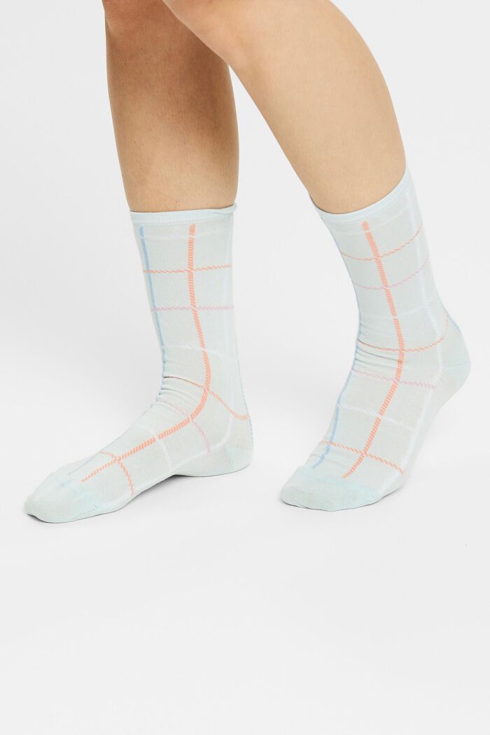 Check socks made of blended organic cotton