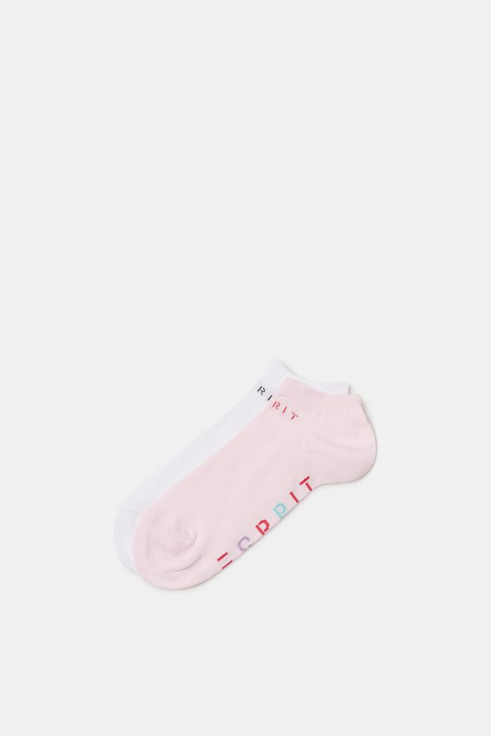 Double pack of trainer socks with a logo, WHITE/ROSE, detail image number 0