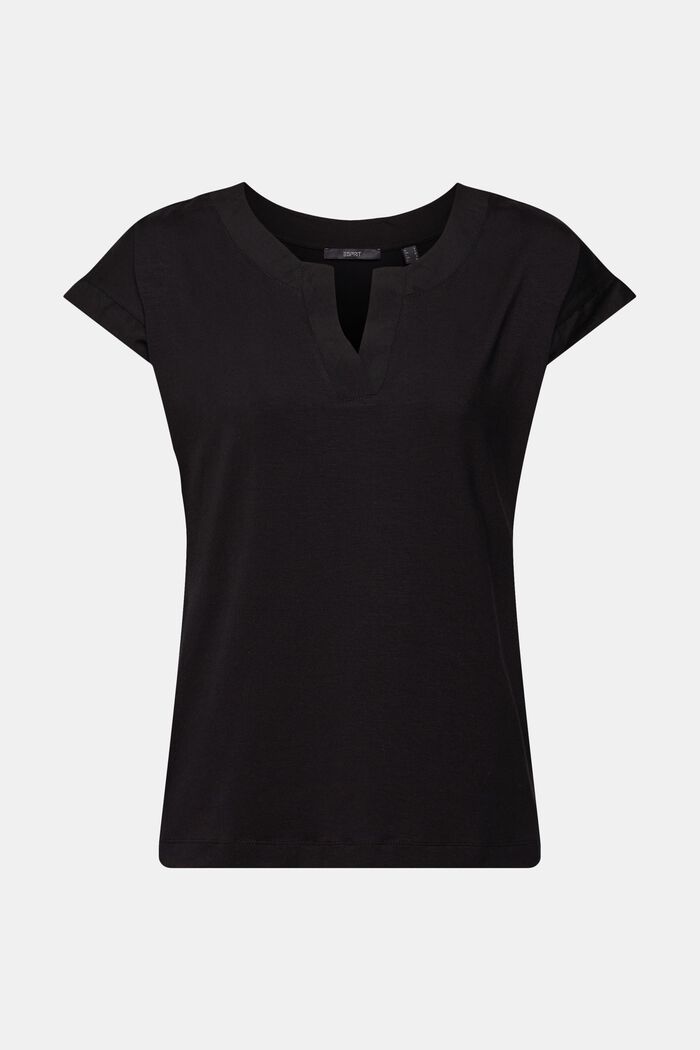 V-neck t-shirt, TENCEL™, BLACK, detail image number 2