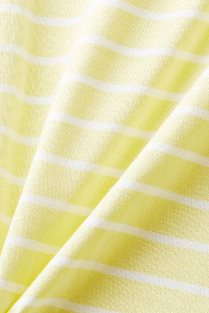 Striped Cotton Jersey T-Shirt, LIME YELLOW, detail image number 5