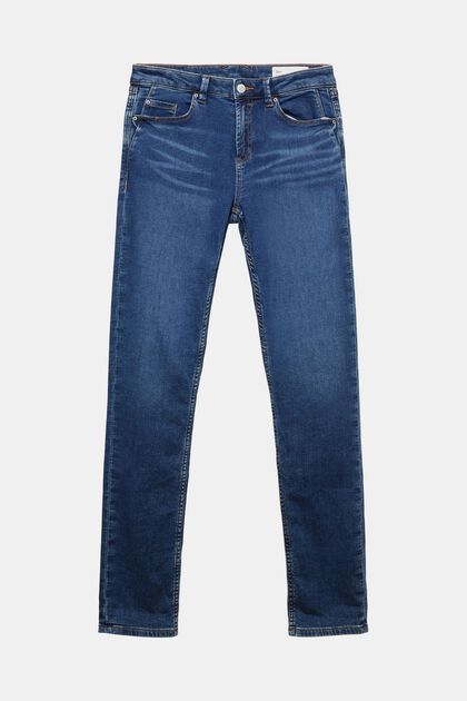 Stretch jeans made of blended organic cotton, BLUE MEDIUM WASHED, overview