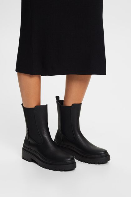 Chunky faux leather boots