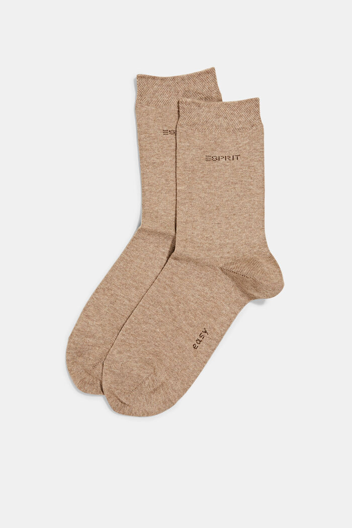 Double pack of socks made of blended organic cotton, NUTMEG MELANGE, detail image number 0