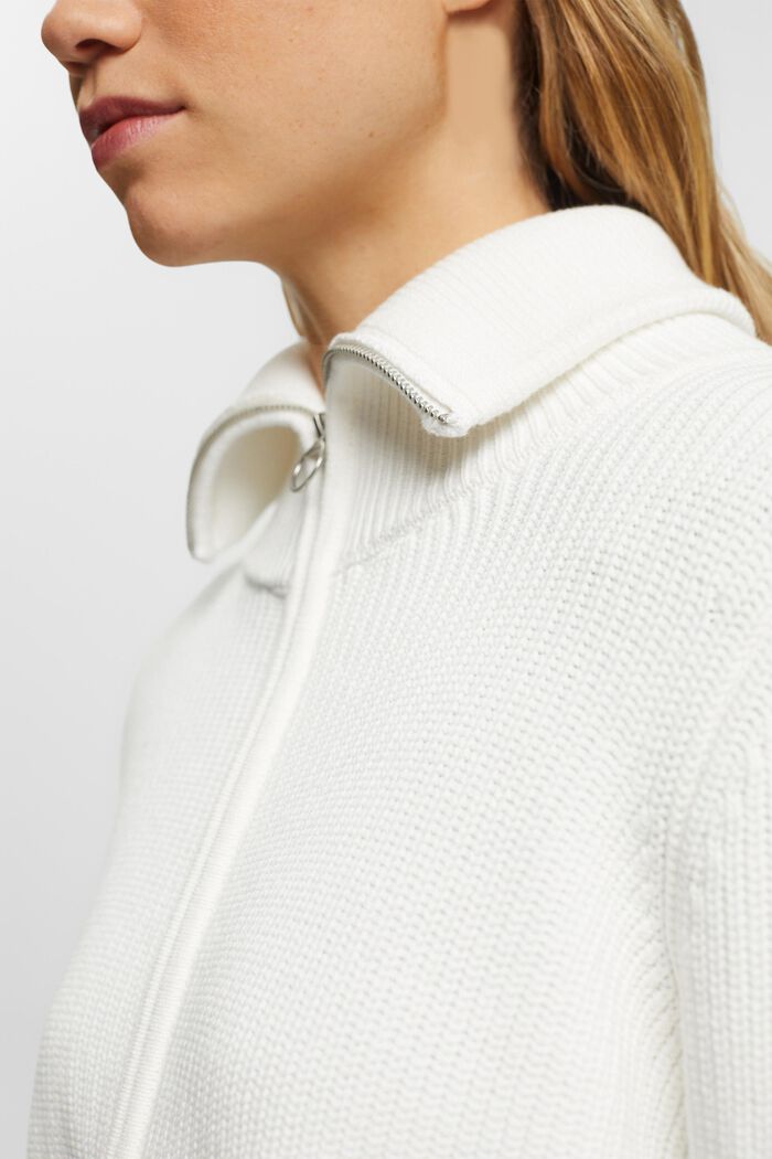Cotton bomber cardigan, OFF WHITE, detail image number 2
