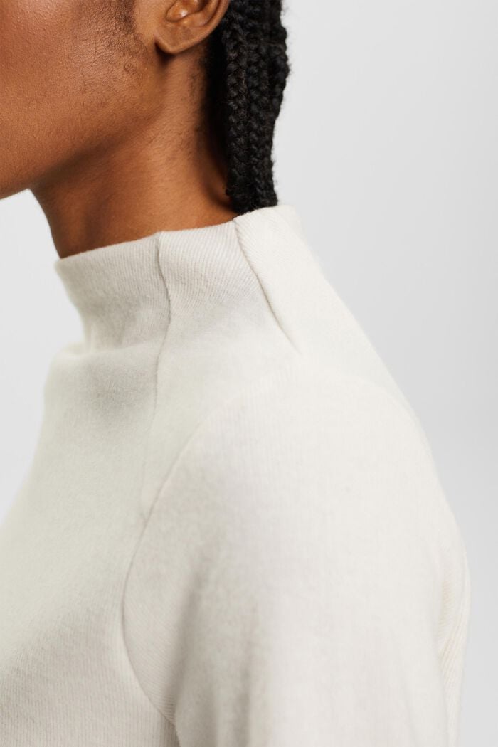 High-necked long-sleeved top, OFF WHITE, detail image number 2