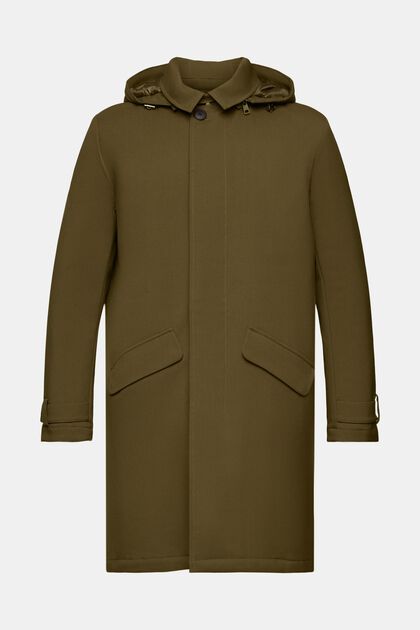 Recycled: padded mac coat with detachable hood