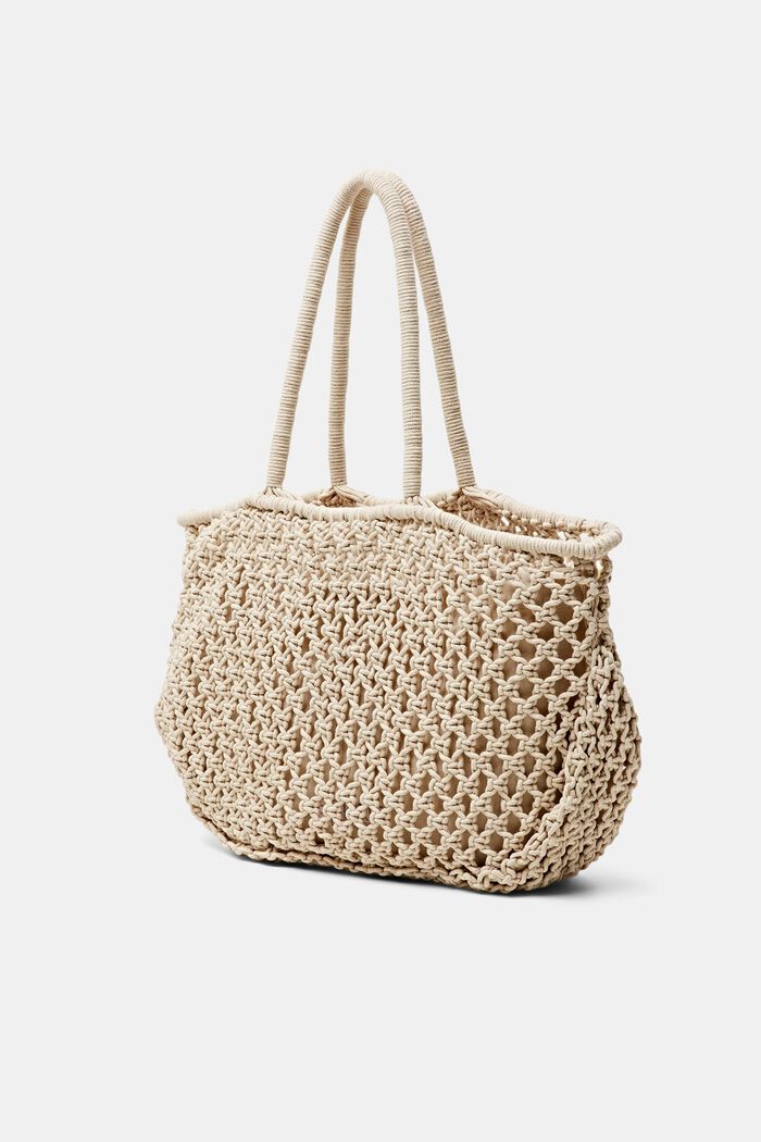Oversized Striped Crochet Tote, OFF WHITE, detail image number 2