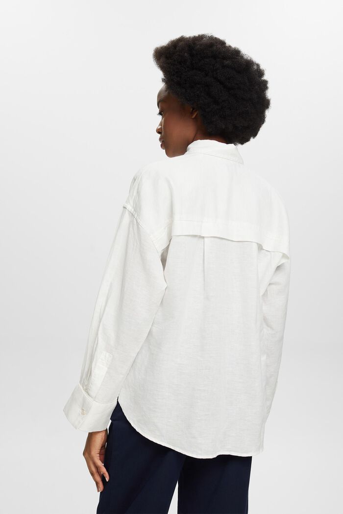 Cotton-Linen Shirt Blouse, OFF WHITE, detail image number 2