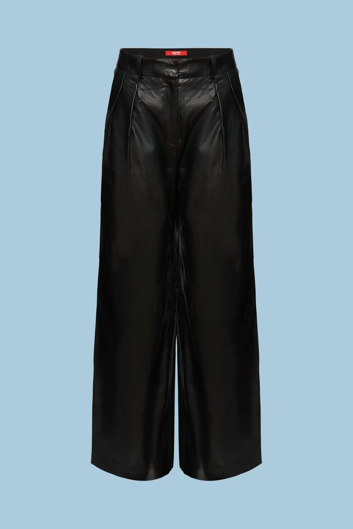 Leather Wide Leg Pants, BLACK, detail image number 6