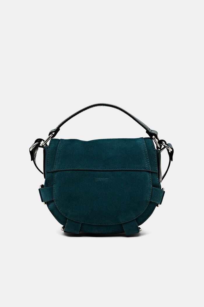 Suede saddle bag with decorative straps, TEAL GREEN, detail image number 2