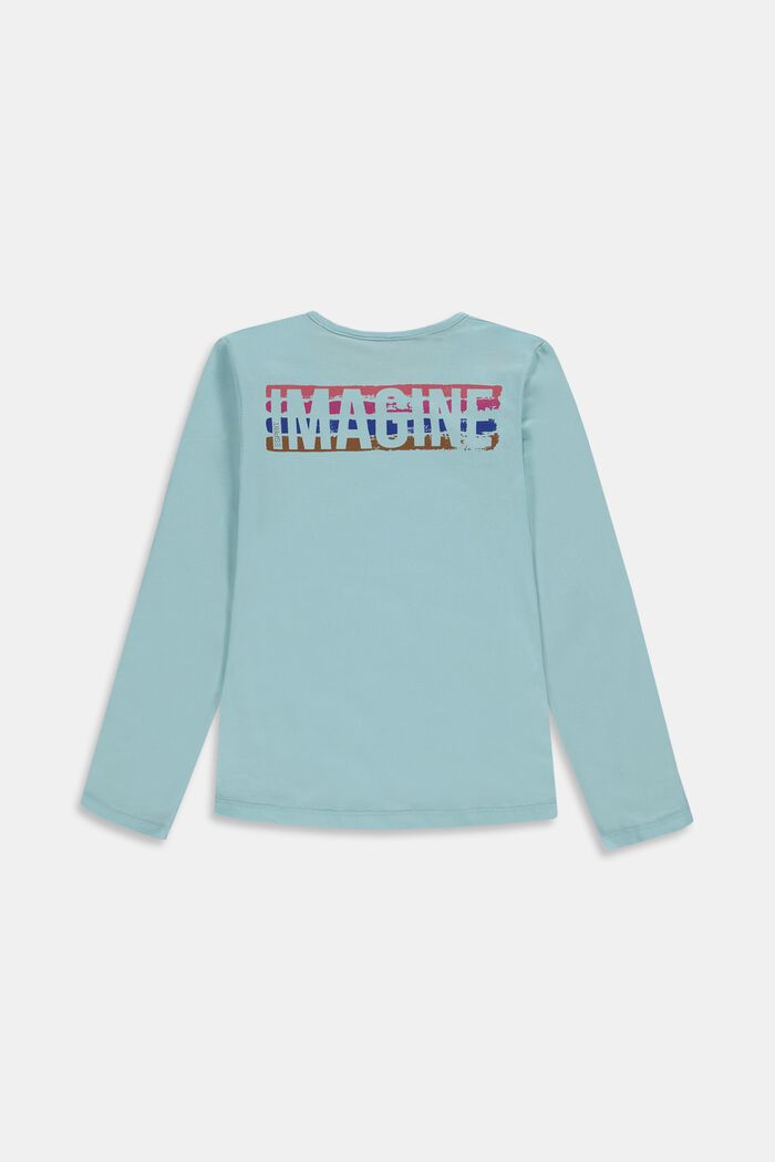 Long-sleeved top with positive message, LIGHT TURQUOISE, detail image number 1