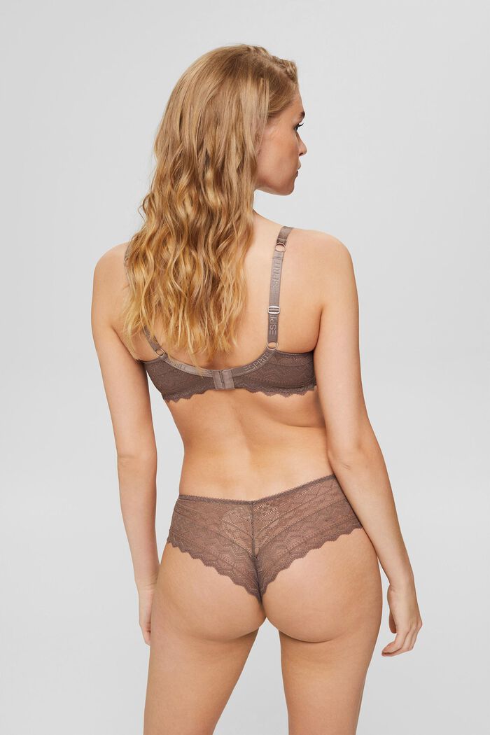 Lace underwire bra for larger cup sizes made of recycled material, TAUPE, detail image number 1