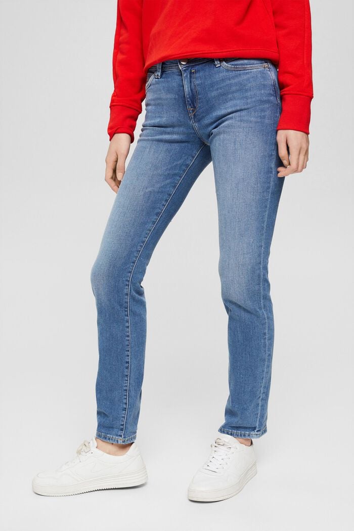 Low-rise stretch jeans, BLUE MEDIUM WASHED, detail image number 0