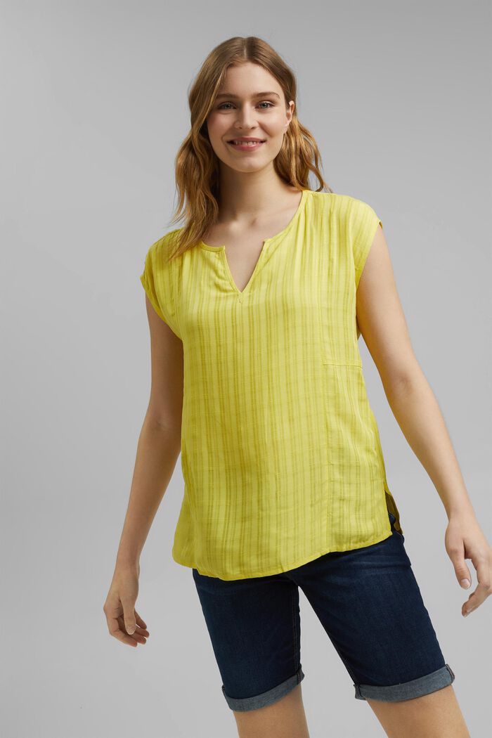Blouse top made of LENZING™ ECOVERO™, BRIGHT YELLOW, detail image number 0