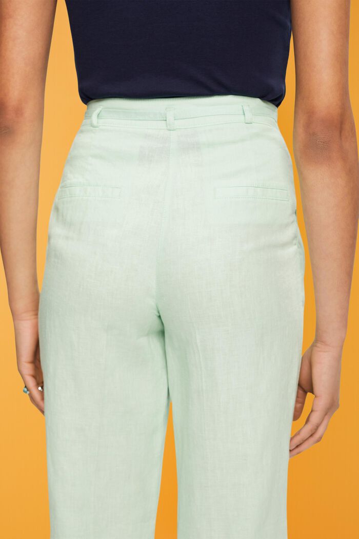 Wide Leg Linen Pants, PASTEL GREEN, detail image number 4