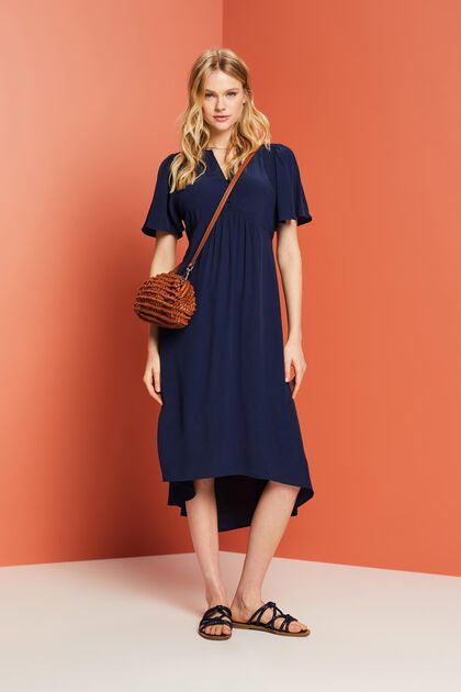 ESPRIT - Midi dress with a fixed tie belt at our online shop