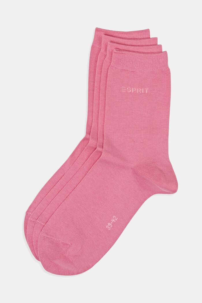 2-pack of socks with knitted logo, organic cotton, ROSE, detail image number 0