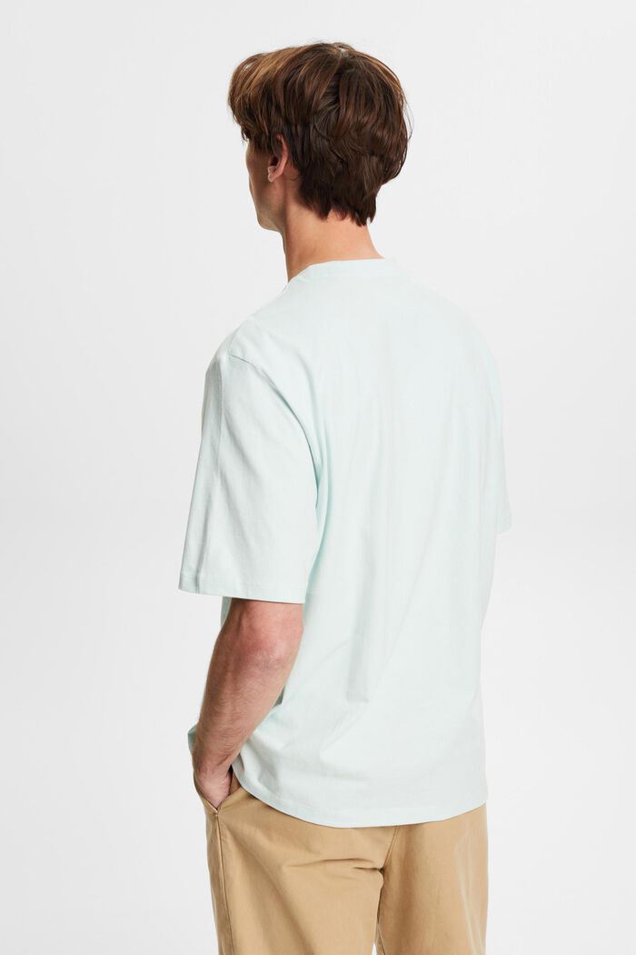 Cotton crewneck T-shirt, LIGHT AQUA GREEN, detail image number 3