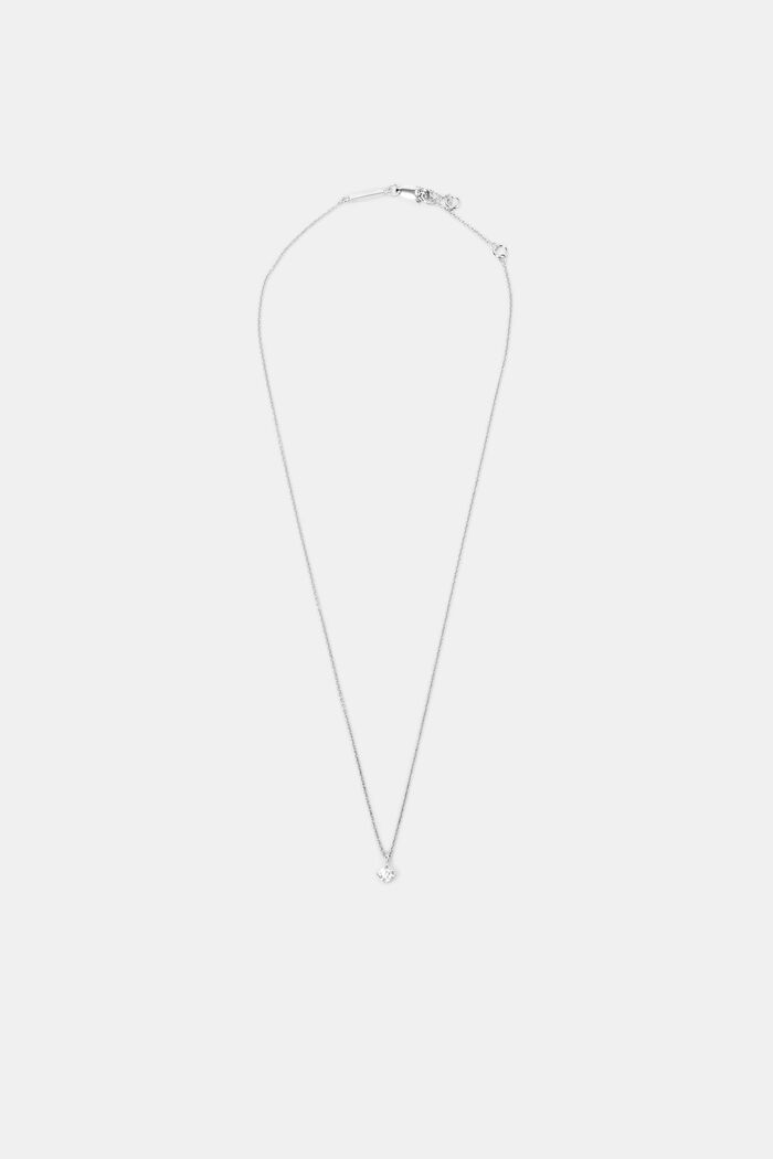 Sterling Silver Zirconia Pendant Necklace, SILVER, detail image number 0
