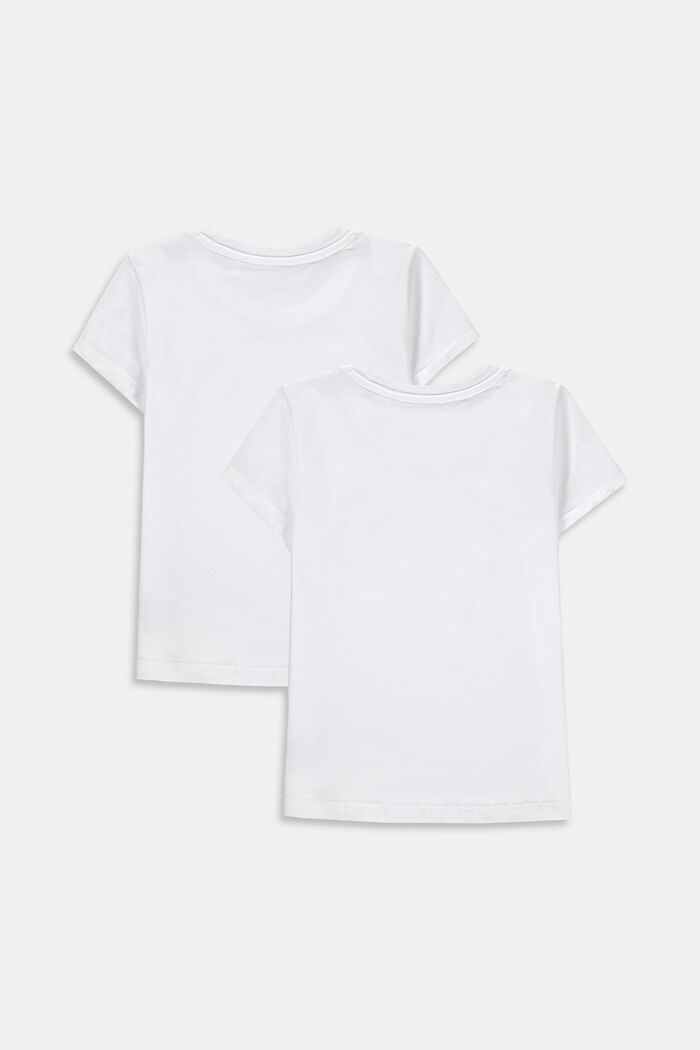 Double pack of stretch cotton T-shirts, WHITE, detail image number 1