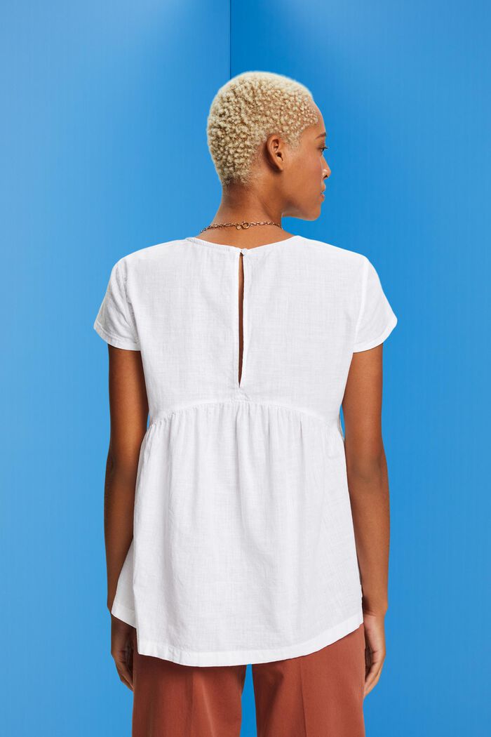 Sustainable cotton blouse with short-sleeves, WHITE, detail image number 3