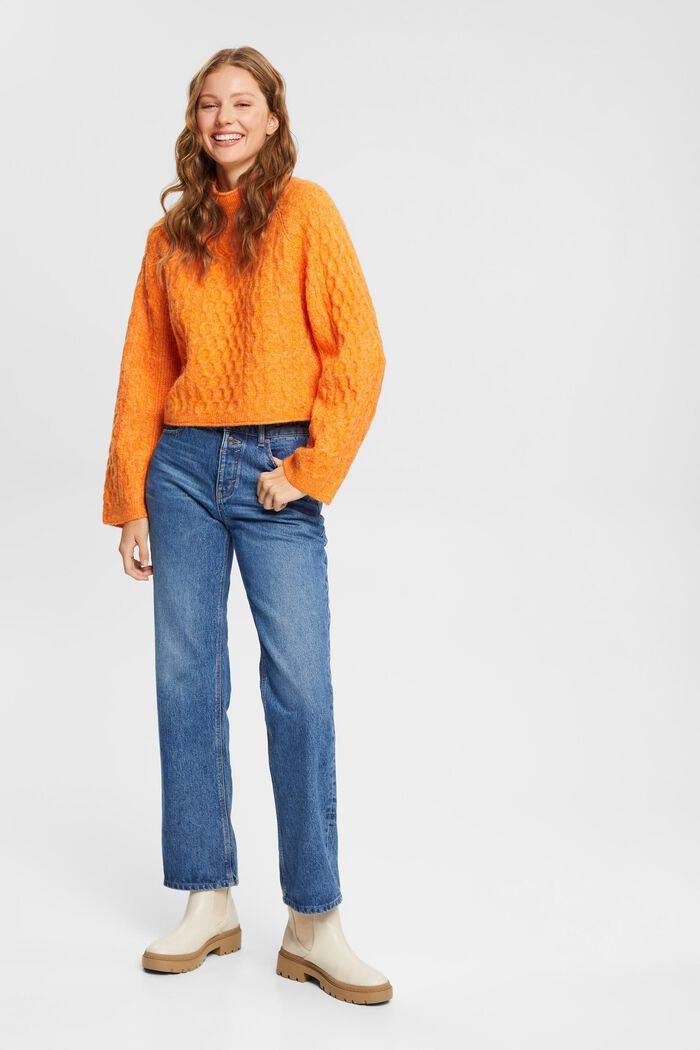 Cropped cable jumper with alpaca