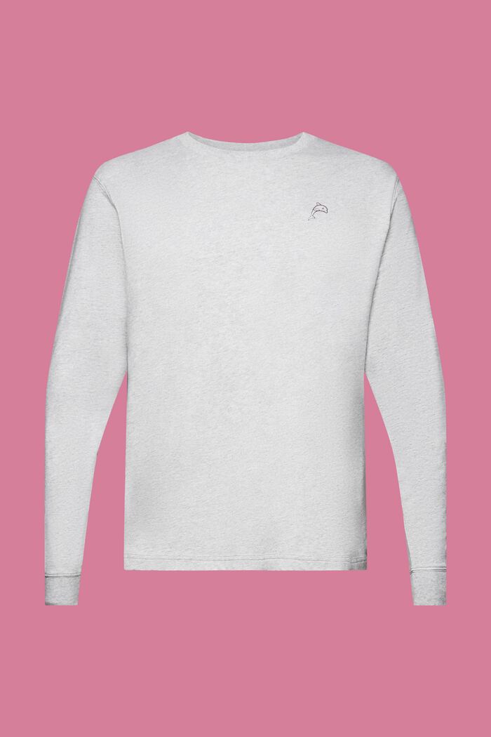 Long-sleeved top with dolphin print, LIGHT GREY, detail image number 7