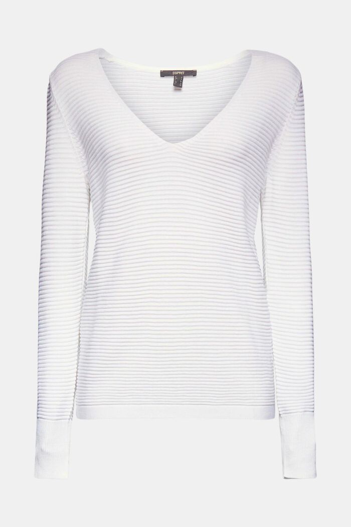 With lyocell TENCEL™: Ribbed jumper, WHITE, detail image number 0