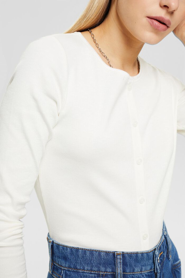 Ribbed cardigan, OFF WHITE, detail image number 2