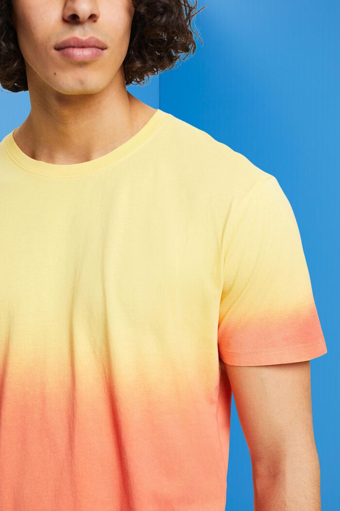 Two-tone fade-dyed T-shirt, LIGHT YELLOW, detail image number 2