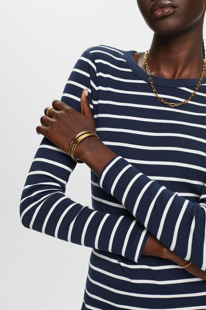 Striped long sleeve top, organic cotton, NAVY, detail image number 3