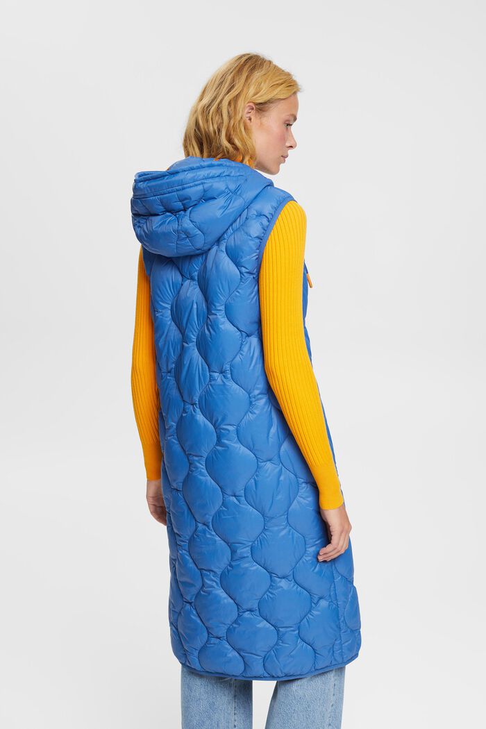 Long quilted body-warmer, BLUE, detail image number 4