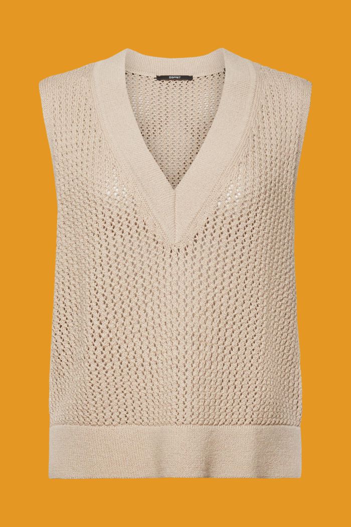 Sleeveless jumper, cotton blend, LIGHT TAUPE, detail image number 5