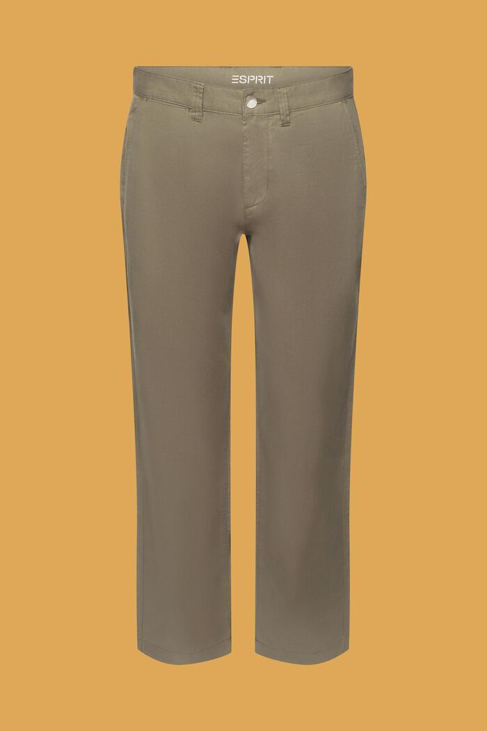 Cotton and linen blended trousers, DUSTY GREEN, detail image number 8