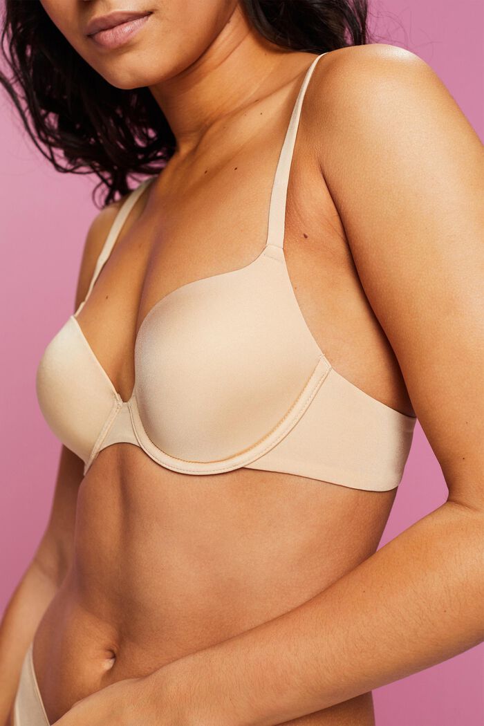 Recycled: padded underwire bra made of microfibre, DUSTY NUDE, detail image number 1